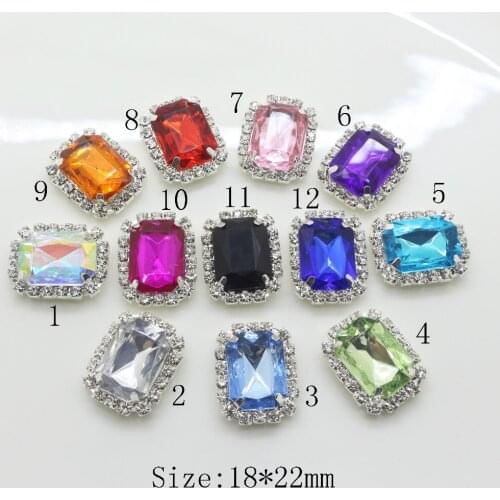 New!10pc 18*22MM Colorful rectangle crystal Rhinestone Buttons Diamond Craft decorate Wedding invitations Garment Accessories