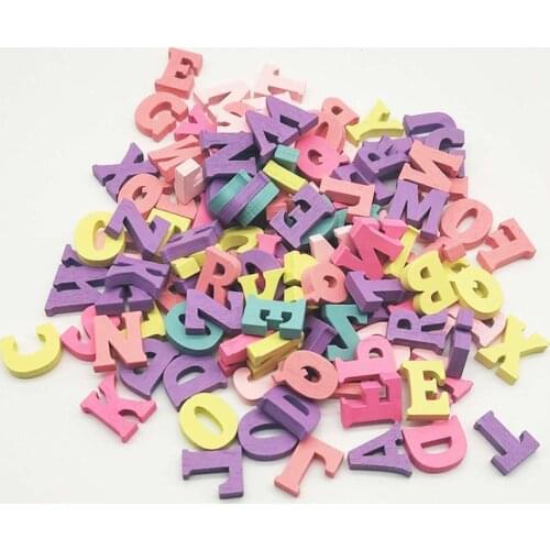 15mm Natural Wooden Alphabet Beads Wood Chips Wooden Color Mixed Letters Environmentally Friendly Wood Block Teaching Material