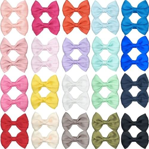 40 Pieces Baby Hair Clips 3 Inch Hair Bows Fully Ribbon Wrapped Clips for Infant and Baby Girls in Pairs