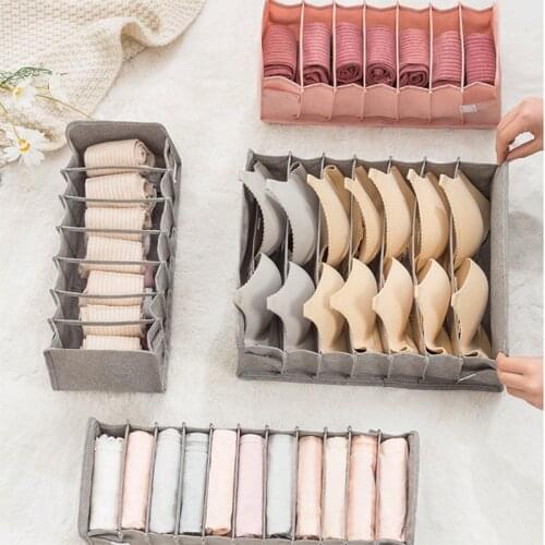 5/7/11 Grids Folding Underwear Storage Box Wardrobe Drawer Clothes Panties Bras Holder Socks Neck Ties Scarf Closet Organizer