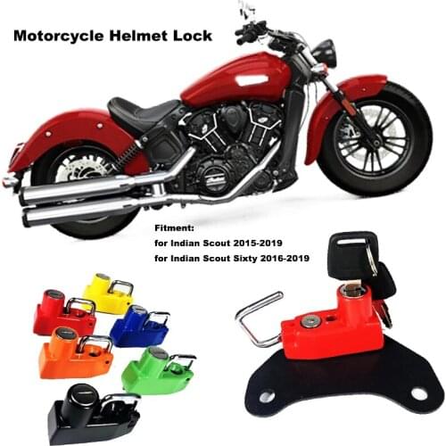 Motorcycle 6 color Side Anti-theft Security Alloy Helmet Lock Mount Hook with 2 Keys Fits for Indian Scout/Sixty 2015-2019