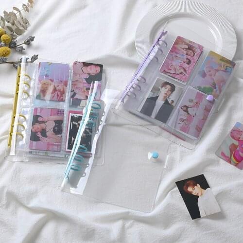 A5/A6 PVC Transparent Pink Blue Purple Binder Notebook Cover & Photo Organizer 3inch Album Holder Notebook School Stationery