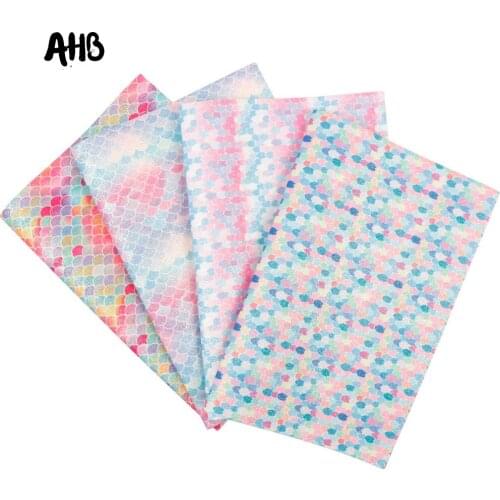 AHB Mermaid Glitter Fabrics Hair Bow Fabric Bags Sewing DIY Clothes For Dolls Handmade Crafts Home Decor Glitter Fabrics