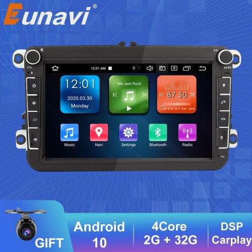 Eunavi 2 Din Android Car radio Multimedia Player auto For VW/Volkswagen Skoda Seat Octavia Golf Touran Passat B6 Polo GPS NAVI