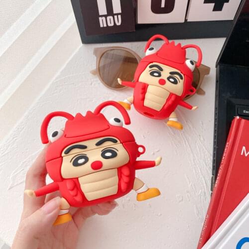 For AirPods 1 2 Wireless Bluetooth Headset Protective Cover for AirPods Pro Creative Lobster Silicone Soft Shell Ins Fashion 3D