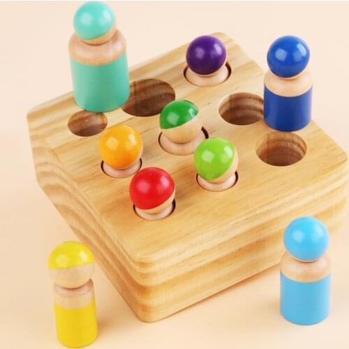 Wooden Cylinder Socket Building Blocks Educational Practice Kids Development Toy