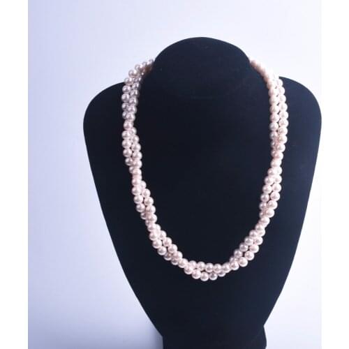 Double pink 8mm pearl necklace,Wedding jewelry ,bridesmaid jewelry ,pearnecklace