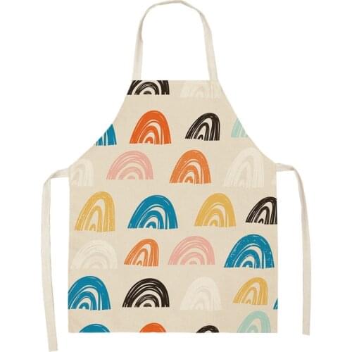 Colorful Geometric patterns Cleaning Art Aprons Home Cooking Kitchen Apron Cook Wear Cotton Linen Adult Bibs apron for men