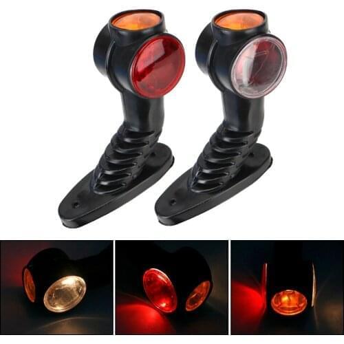 24V LED Marker Side Light Elbow Outline External Light for Truck Trailer Caravan 2pcs Red Amber White Waterproof