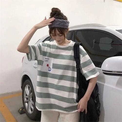Cute TShirt Kawaii Student Girls School Loose Cute Lovely Korea Clothes Funny Japan Tops Female Women Fashion O-Neck Tops
