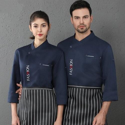 Western Restaurant Chef Outerwear Men Women Simple Long Sleeve Pure Color Cotton Hotel Cotton Antifouling High Quality Clothes