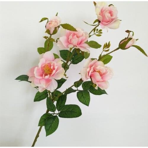 7P Fake Single Stem Briar (6 Heads/Piece) 25.2" Length Simulation Iceberg Rose for Home Decorative Artificial Flowers