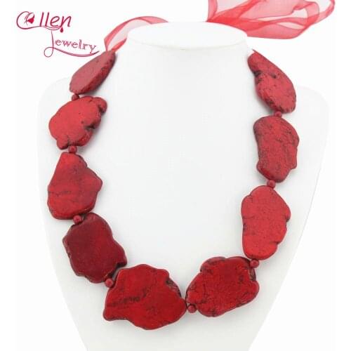 Red Nigerian Beaded Necklace Bridesmaid Necklace Bridal Party Necklace Wedding Gift Statement Necklace W7038