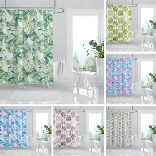 Colorful Mermaid Scales Shower Curtain Eco-Friendly Waterproof Polyester Bath Curtain With Hooks For Home Bathroom Decoration