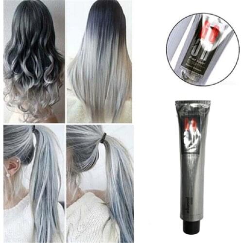 10pcs Fashion Womens Dye Hair Cream 100ML Hair Color Permanent Punk Hair Dye Light Gray Silver Colors Cream Hair Care Products