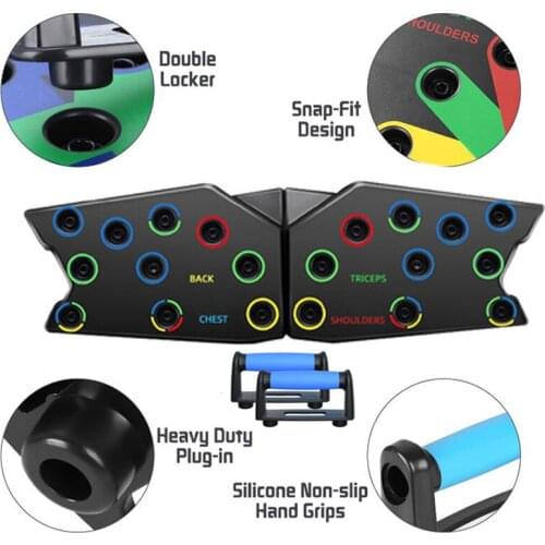 Multi-Functional Foldable Push-Up Fitness Exercise Equipment, Abdominal Core Training Board Set with Non-Slip Handle