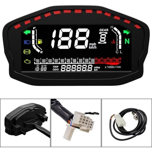 LCD Color Screen Motorcycle Odometer Multi-functional Instrument Oil Gauge Digital Backlight Motor Speedometer For Honda Yamaha