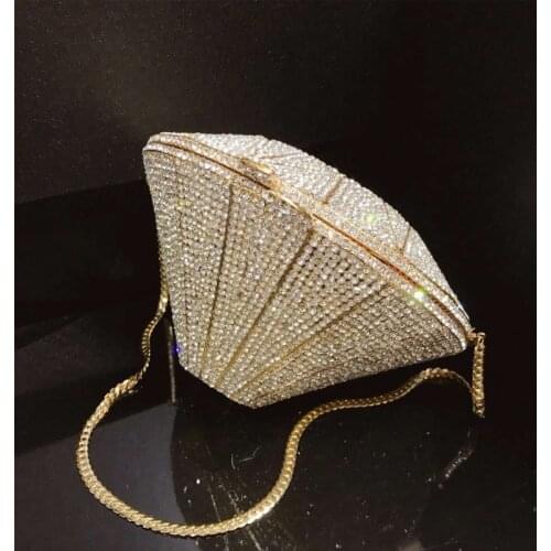 Fashion Luxury Hand Made Shining Diamond Shape Clutch HandBag Women Party Clutch Purses Women Crystal Bags for Fashion Icons