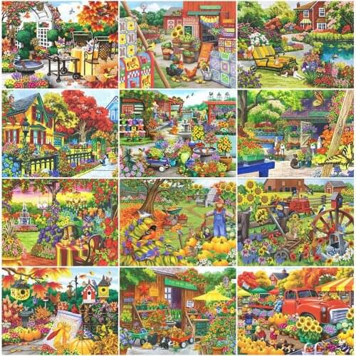 MomoArt Diamond Painting Garden Full Drill Square Diamond Mosaic Landscape Cross Stitch Embroidery Flower Rhinestones Wall Art