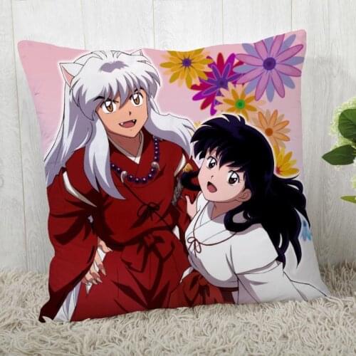 Custom Pillow Cases InuYasha Square Pillowcase Christmas Zippered Pillow Cover 40*40cm,45*45cm(One Side)