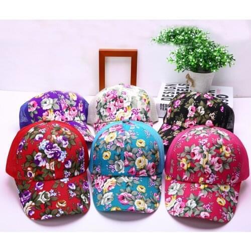 New Flower Printing Baseball Caps Women Ponytail Baseball Caps Fashion Messy Bun Adjustable Snapback Dad Hat Hip Hop Hat
