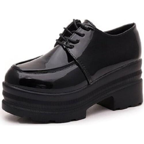 New spring and autumn sponge cake womens shoes with British style wild high heels