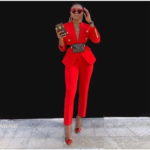 Ocstrade Two Piece Set Women Outfit 2021 Fashion Clothing Red Blazer Suit 2 Piece Sets Matching Sexy Birthday Club Party Outfits