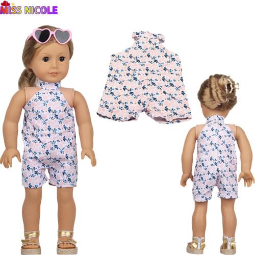 Dolls Clothes Summer Jefen Refreshing Pink Flowrers Cloth Jumpsuit For 43Cm New Baby Born Dolls,Brithday Gift For Girls