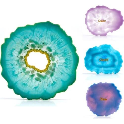 Agate Slice Coaster Silicone Mold DIY Decorative Crafts Crystal Cup Base Epoxy Resin Silicone Coaster Mold for Jewelry Making