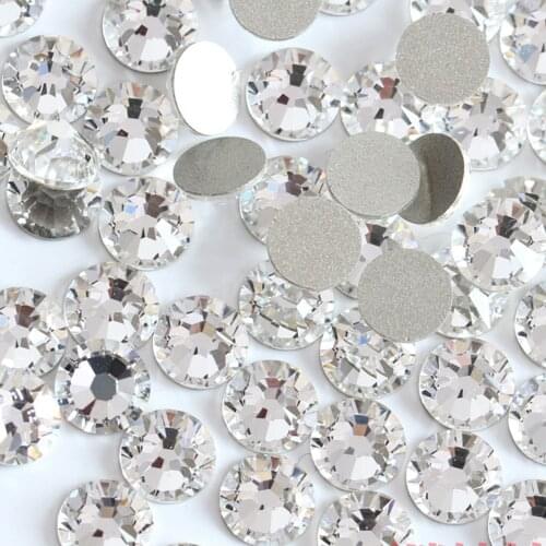 Clear White Crysta FlatBack Glass Rhinestones Non-HotFix for Nail Art Decorations SS3-SS40 Flat Back Rhinestones crystal