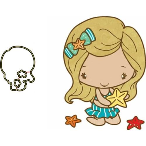 Clear Stamps And Cutting Dies Blonde Girl Wear A Bow For DIY Scrapbook Photo Album Craft Card 2021 New