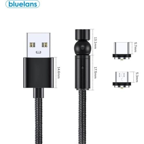 QC3.0 Magnetic Micro-USB Type-C Fast Charging Cable Spherical Magnet 540 Degrees Rotatable And Replaceable Data Cable