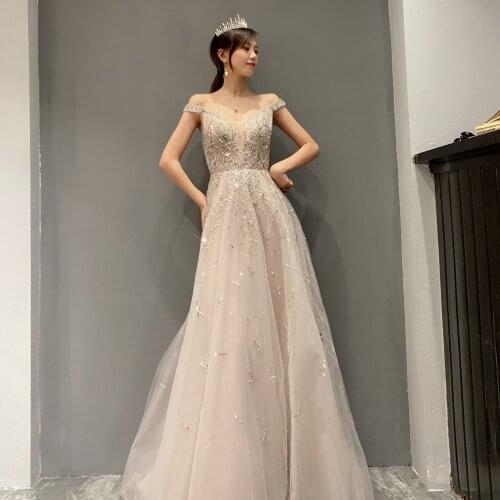 Luxury celebrity sexy A-line dresses Beaded Evening Dresses 2021 New style cocktail party Formal dress