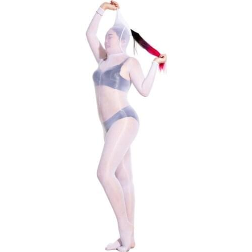 Sexy Unisex 8D Nylon Tights Bodystocking Penis Sheath Close Open Crotch Bodysuit Half Hooded Pantyhose Stocking Bodies Jumpsuit
