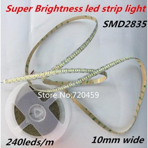 Super Brightness SMD2835 led strip light 240led/m 12V Flexible light Reel showcase led more bright 10mm wide LED strip