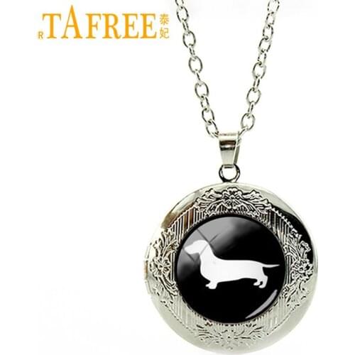 TAFREE Deeply loved locket necklace Dachshund pendant necklace dog hound dog pendant necklace profile gift jewelry T354