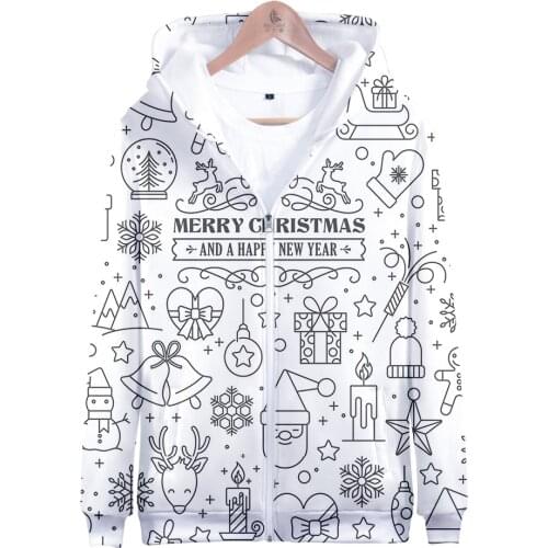 Happy Merry Christmas 3D Zipper Cool Hoodies Sweatshirts Boys/Girls Casual Harajuku Sweatshirt Merry Christmas Tops Clothing