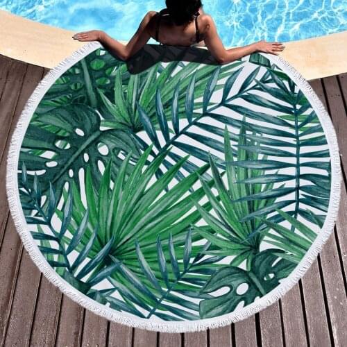 Tropical plants Tassel Mandala Tapestry Boho Round Beach Towel Toalla Sunblock Blanket Bohemian Yoga Mat Big Area tapestry 150cm
