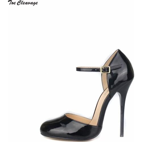 Plus:37-49 50 Feminino stilettos Spring/Autumn Round Toe Pumps sexy shoes woman 13cm Heel zapatos mujer Ankle Strap women shoes