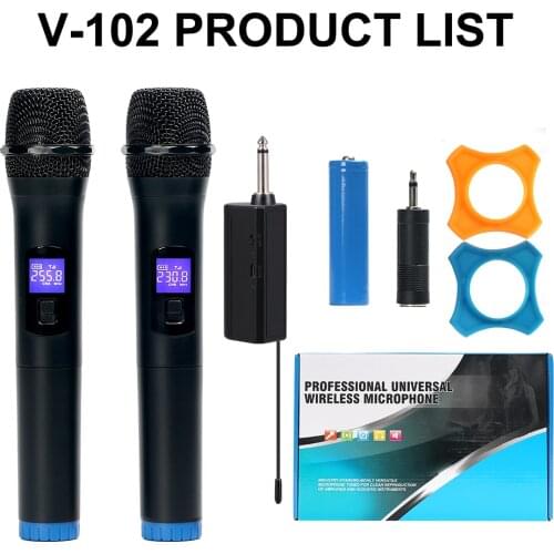 UHF Wireless Microphone Megaphone Handheld Mic LED screen display Microfone For Karaoke KTV Party Speech 3.5 6.35mm Loudspeaker