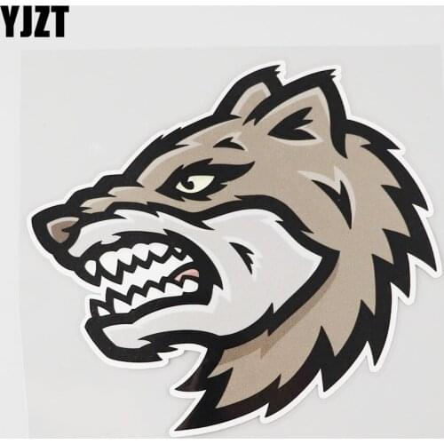 YJZT 15CMX13.4CM Fierce Wolf PVC Decal Animal Modeling Car Sticker Bumper 11B-0344
