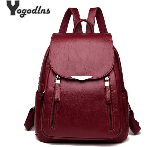 Womens Backpack 2021 Travel Large Backpack PU Leather Handbag Schoolbag For Girls Womens bag Female Shoulder Back mochila