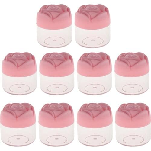10pcs 20g Plastic Cosmetic Containers with Rose Shaped Screw Caps, Clear Empty Makeup Sample Jars Pot