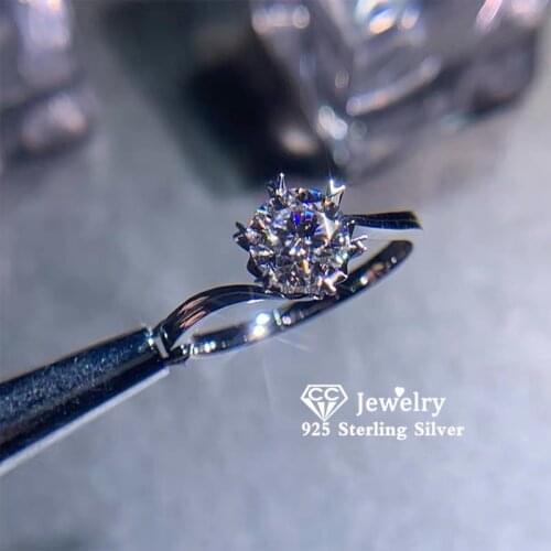 CC S925 Silver Rings For Women Cubic Zirconia Luxury Snowflake Wedding Engagement Ring Charms Fine Jewelry Drop Shipping CC1645