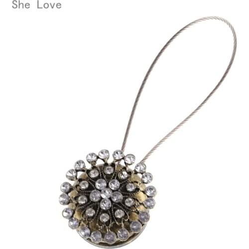 Chzimade European Diamond Magnetic Curtain TieBack Clips Holdbacks Curtain Holder Buckle Tie Rope