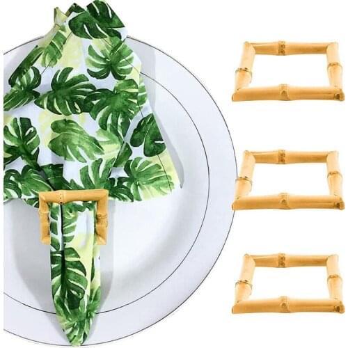 Wood Bamboo Napkin Rings Set Of 4 Handmade Rattan Natural Napkin Holder Rings Table Decorations