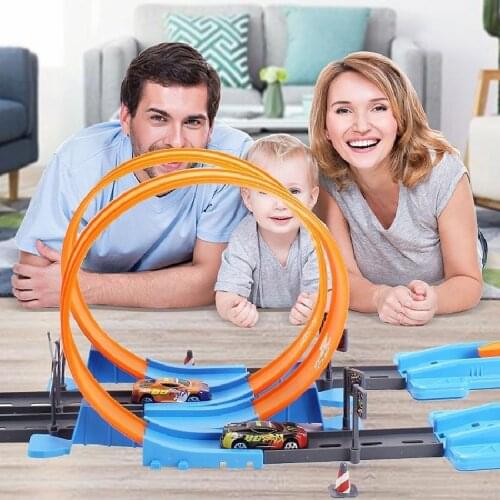 New Stunt Speed Double Car Wheels Model Toys For Kids Racing Track Diy Assembled Rail Kits Family Interactive Boy Children Toy