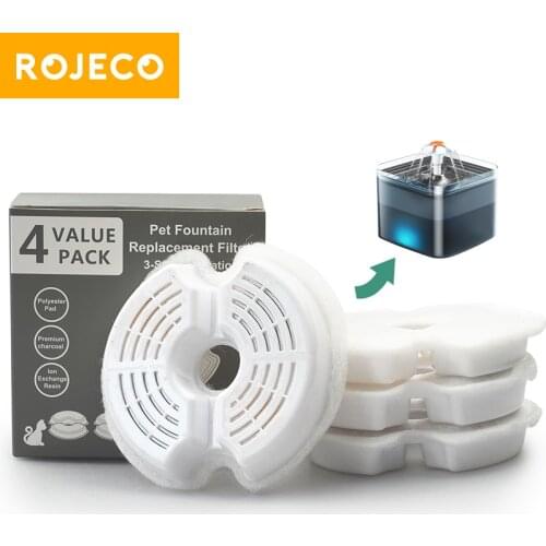 ROJECO Replacement Filter for Cat Water Fountain Activated Carbon Water Charcoal Filters for Cats Automatic Drinking Fountains