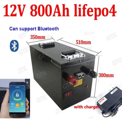 GTK Lifepo4 12.8V 12V 800AH lithium battery BMS with bluetooth APP for caravan RV inverter Solar backup power boat +20A Charger