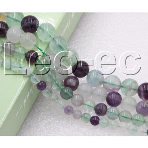 JQHS natural 6mm Round Fluorite Stone Beads Strand ForJewelry Making 15" V1204